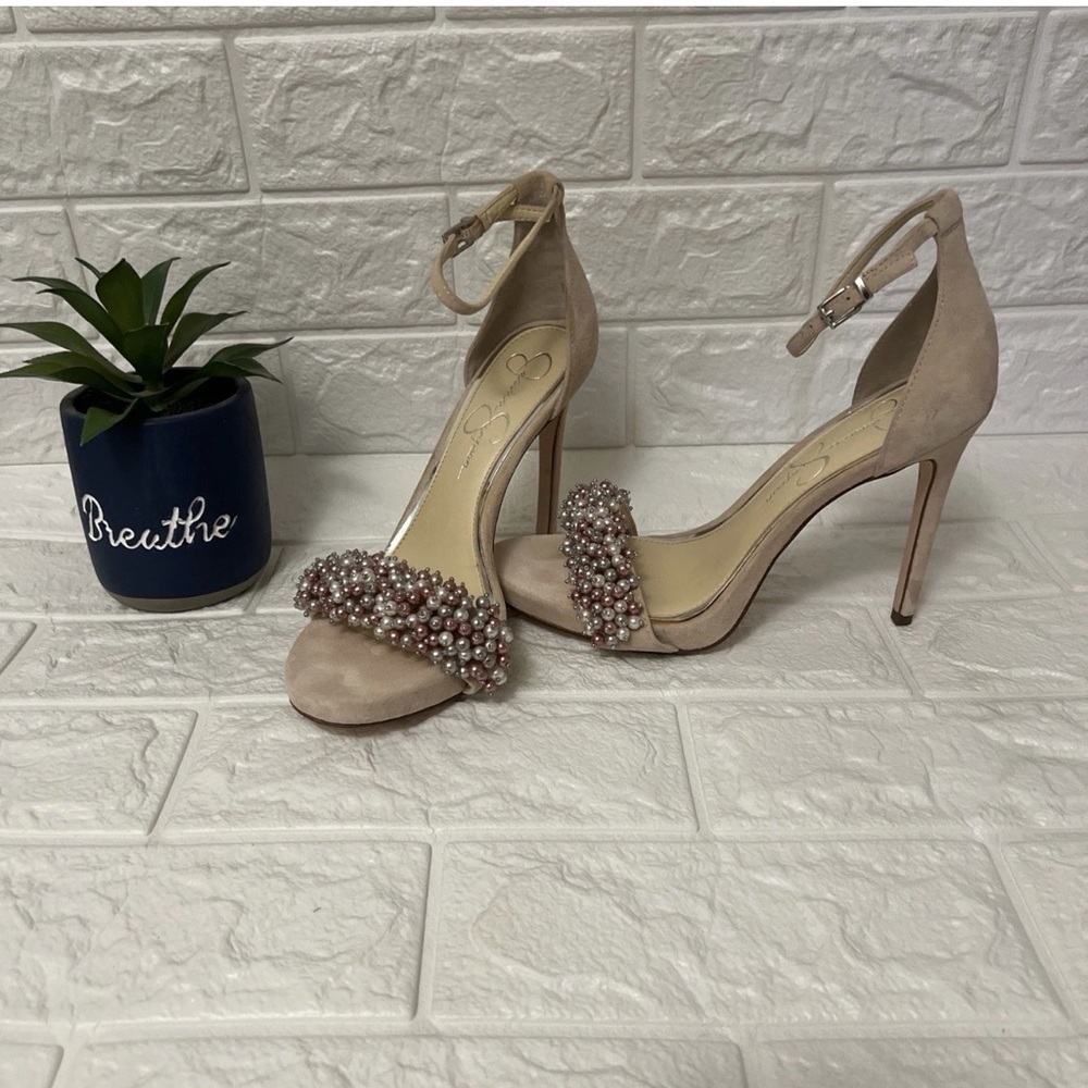 Jessica Simpson Blush Beaded Heels